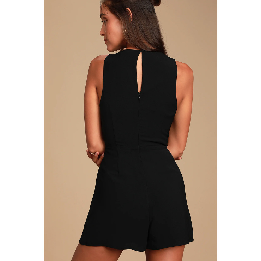 Lulu's My Dear Pleated Sleeveless Romper XS Black - Picture 3 of 9